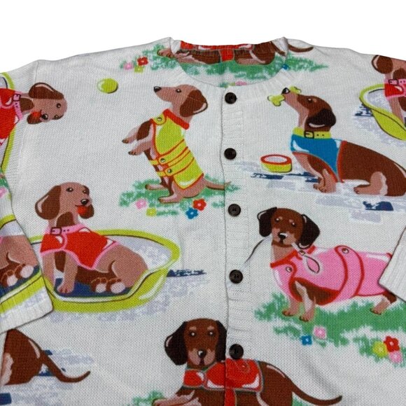 Dachshund Dog Print Button Front Cardigan Sweater Women's, Size XL - Picture 3 of 7